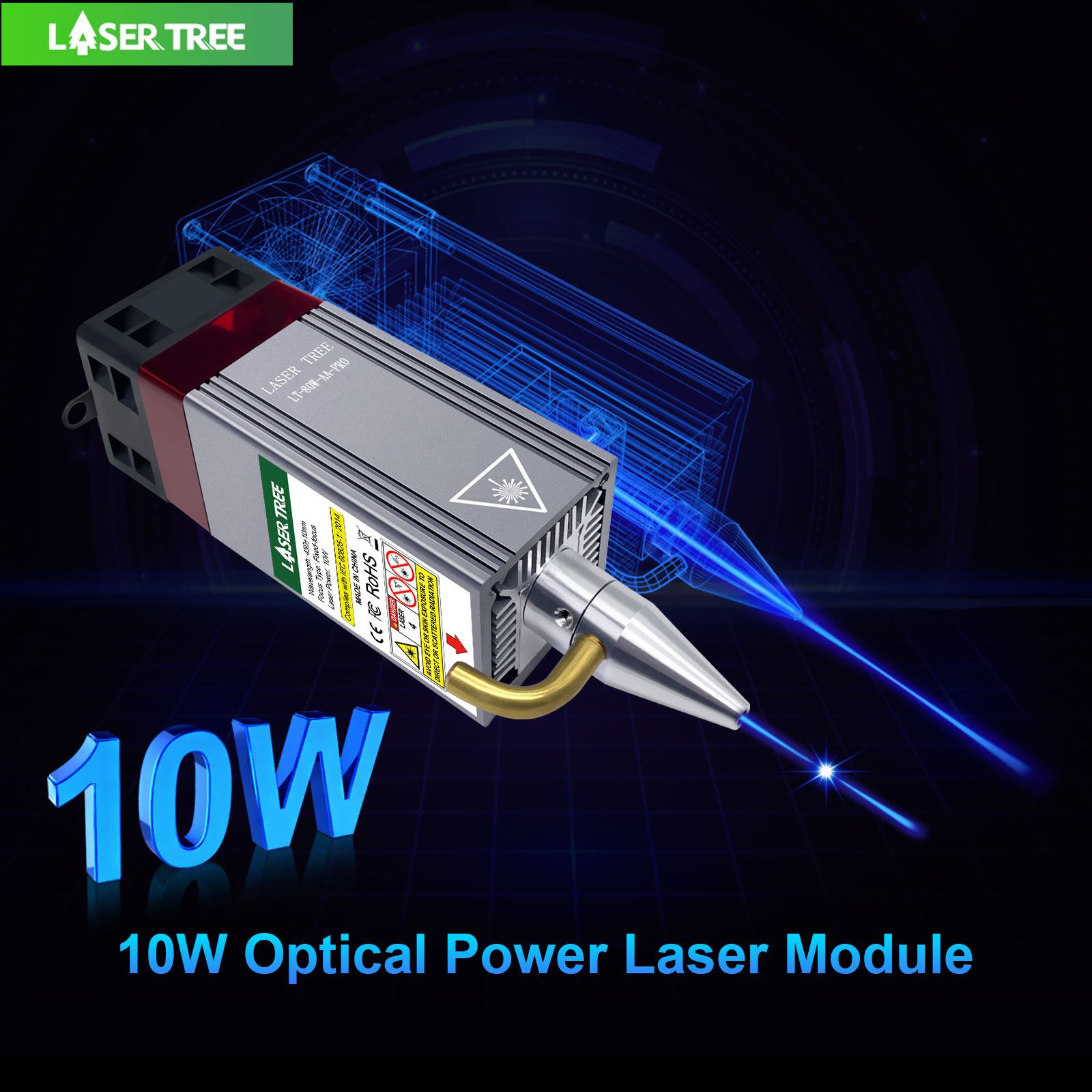 Metal Laser Cutter Head - LASER TREE 5W 10W Optical Power