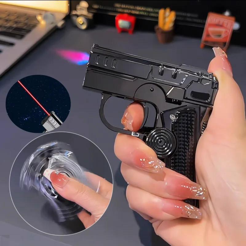 Industrial Laser Gun - Metal Folding Gun Style Inflatable Lighter